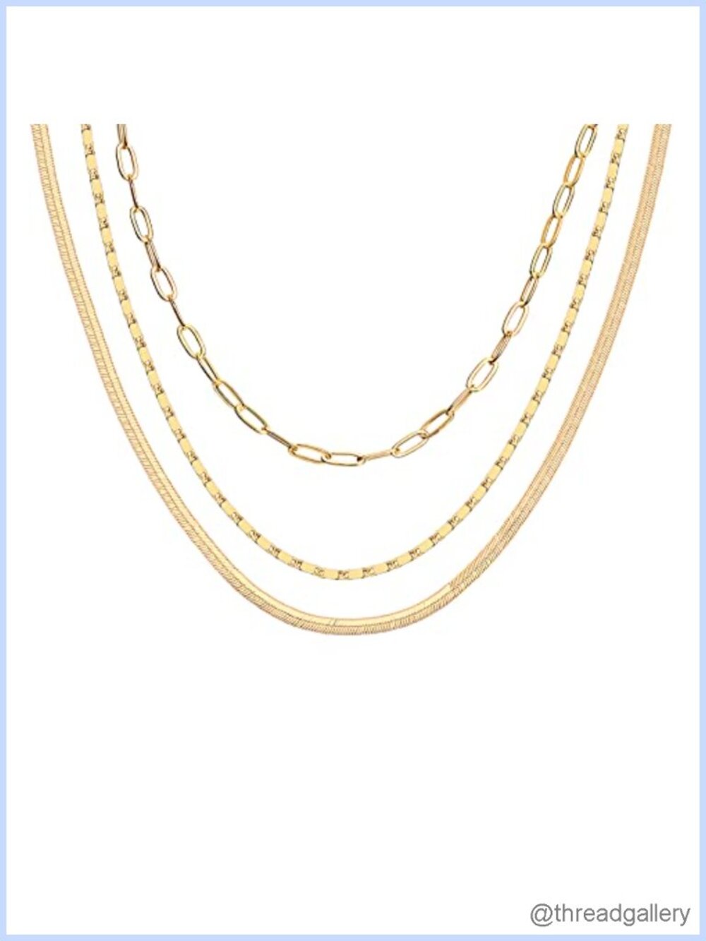 14K Gold Plated Layering Chain Necklaces for Women Stackable Triple